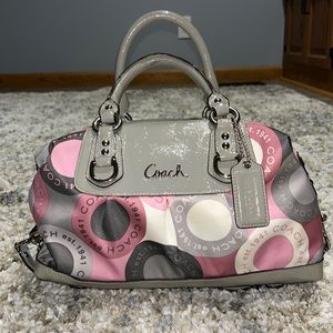 Coach sateen logo circles handbag